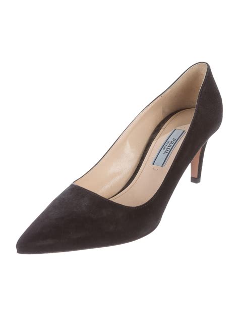 prada suede pointed toe pump|prada chunky heel pumps.